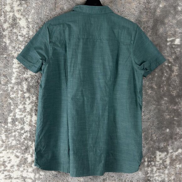 LL Bean Womens Size L Cotton Button Shirt Green Short Sleeve Casual Collared - Picture 4 of 10